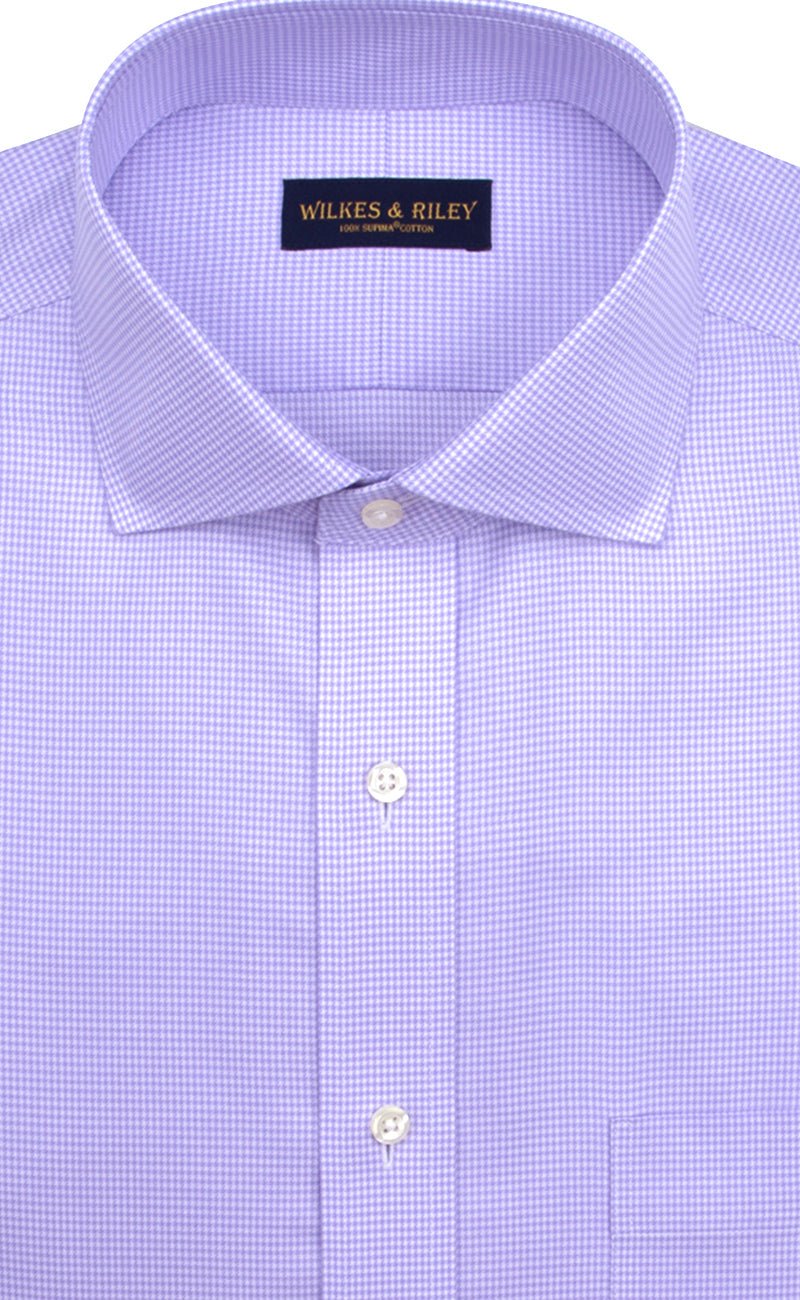 Regular Fit Purple Houndstooth English Spread Collar Supima® Cotton Non-Iron Twill Dress Shirt