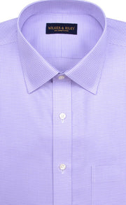 Regular Fit Purple Houndstooth Spread Collar Supima® Cotton Non-Iron Twill Dress Shirt