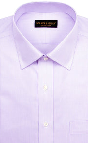 Regular Fit Purple Stripe Spread Collar Supima® Cotton Non-Iron Twill Dress Shirt