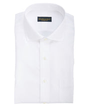 Regular Fit White Herringbone English Spread Collar Supima® Cotton Non-Iron Dress Shirt