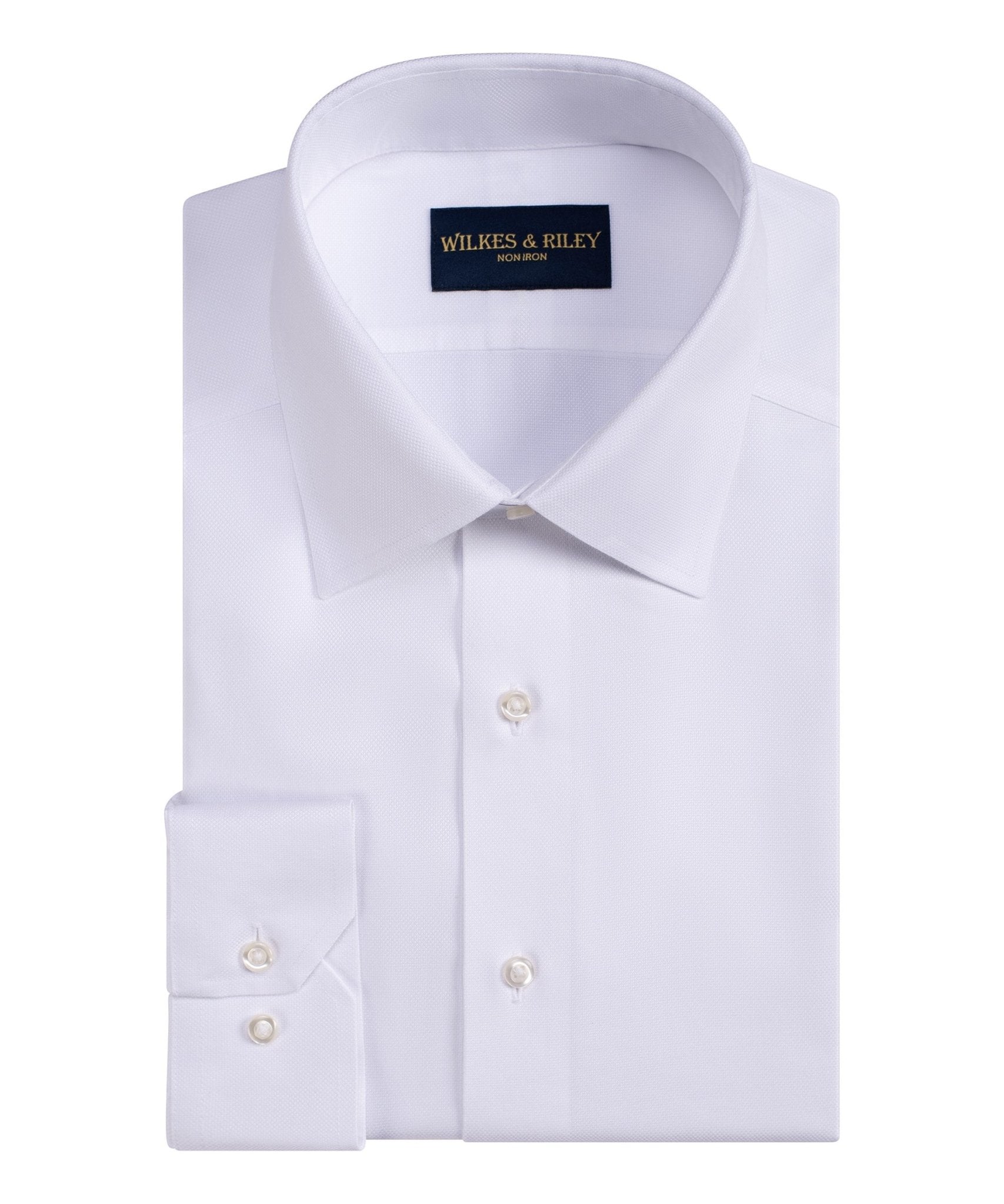 White Non - Iron Queens Oxford Dress Shirt - Spread Collar - Wilkes & Riley, LLC