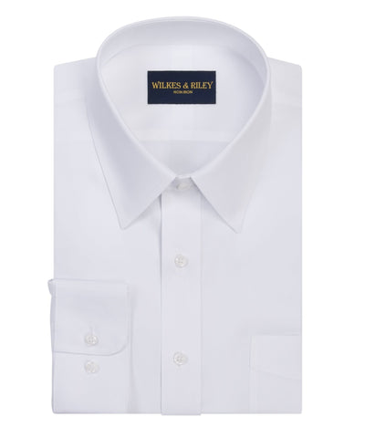 White Pinpoint Oxford Non-Iron Dress Shirt - Point Collar