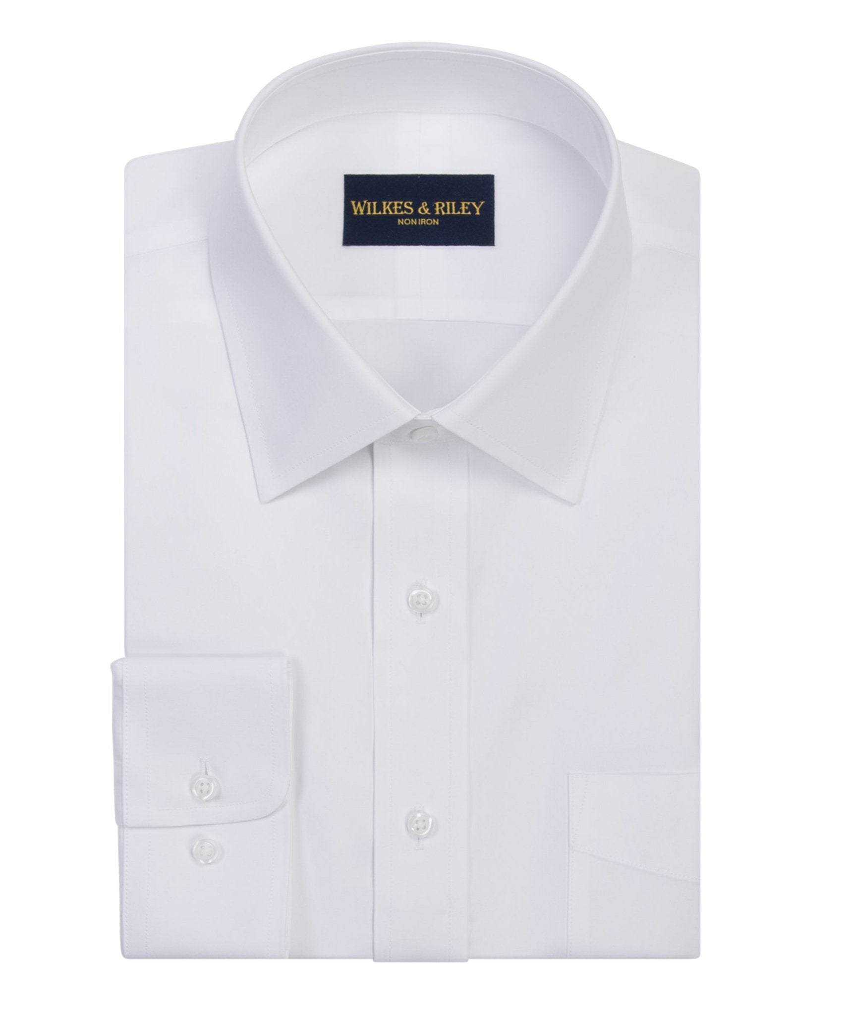 White Pinpoint Oxford Non - Iron Dress Shirt - Spread Collar - Wilkes & Riley, LLC