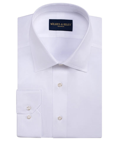 White Twill Spread Collar Non-Iron Dress Shirt