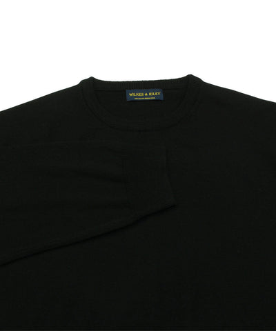100% Pure Merino Wool Zegna Baruffa Crewneck Sweater - Black - Wilkes & Riley, LLC