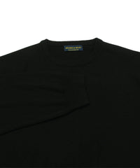 100% Pure Merino Wool Zegna Baruffa Crewneck Sweater - Black - Wilkes & Riley, LLC