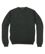 100% Pure Merino Wool Zegna Baruffa Crewneck Sweater - Charcoal - Wilkes & Riley, LLC