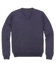 100% Pure Merino Wool Zegna Baruffa V - Neck Sweater - Plum - Wilkes & Riley, LLC
