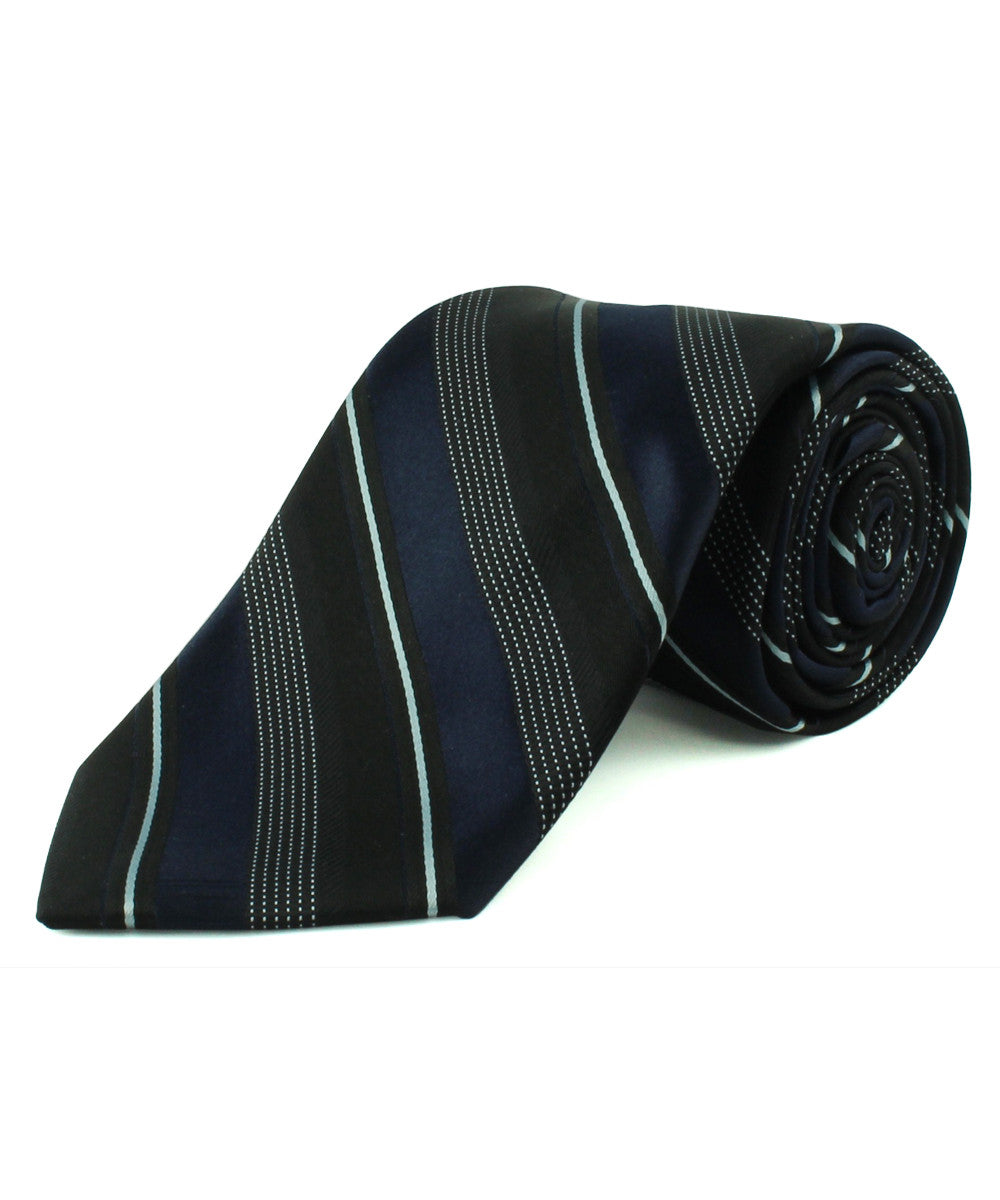 Black/Navy Triple Textured Stripe Tie