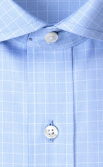 Wilkes & Riley Light Blue Pinpoint Check English Spread Collar Alt