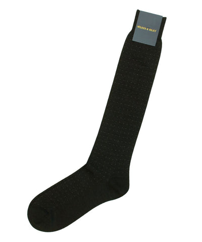 Charcoal Pin Dot Zegna Baruffa  Merino Wool - Over the Calf sock