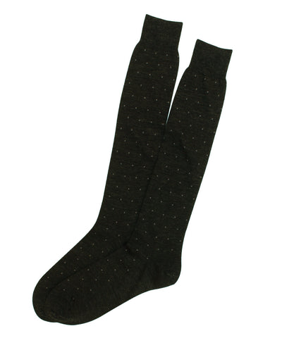 Charcoal Square Dots Merino Wool Over-The-Calf Sock