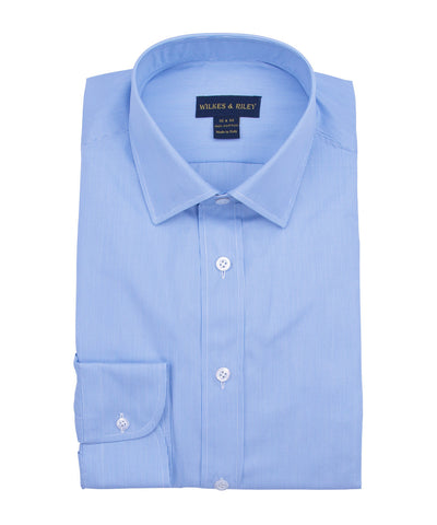 Tailored Fit Fineline Stripe w/ White Ground Spread Collar Dress Shirt