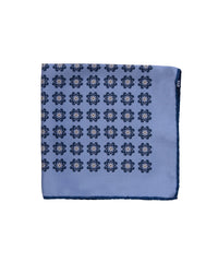 Wilkes & Riley Hand-Rolled Pocket Square - Light Blue Medallion