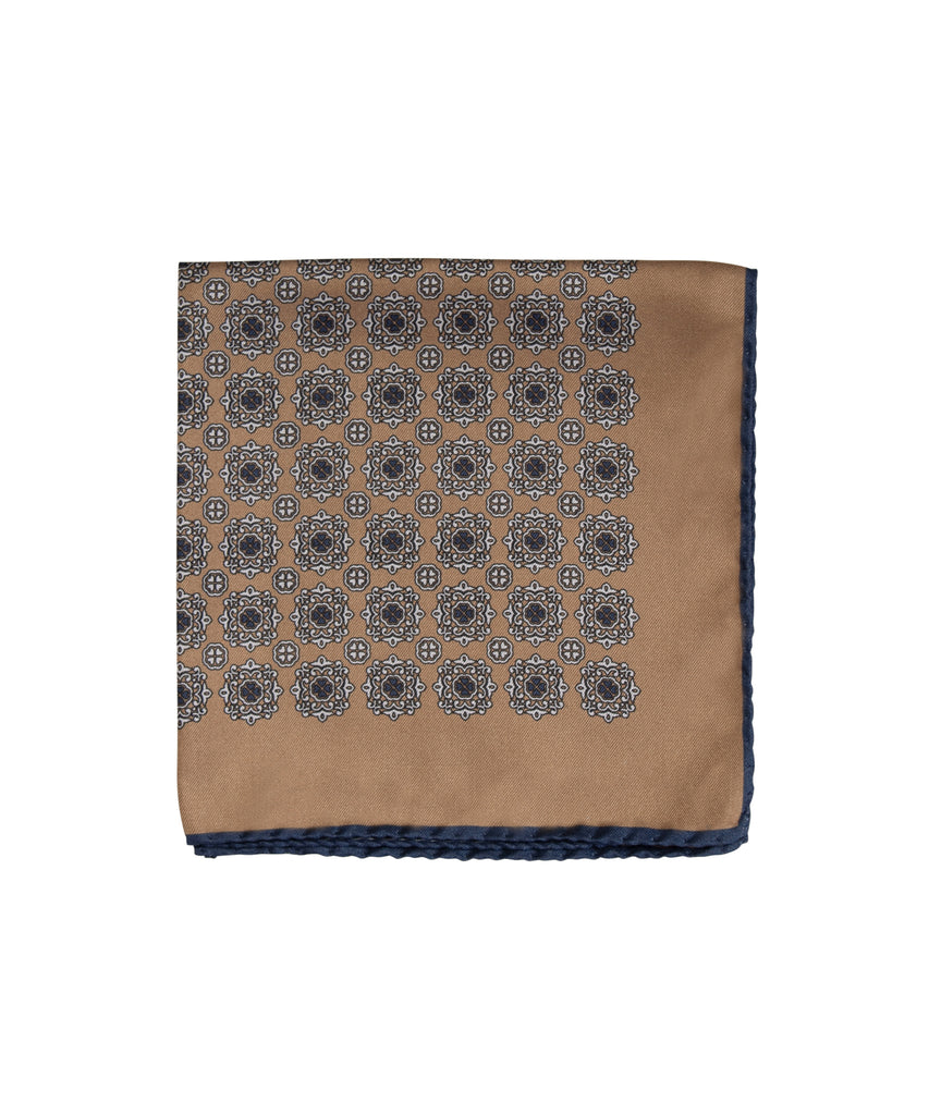Wilkes & Riley Hand-Rolled Pocket Square - Gold Medallion
