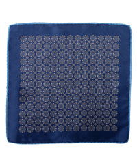 Wilkes & Riley Hand-Rolled Pocket Square - Navy Medallion