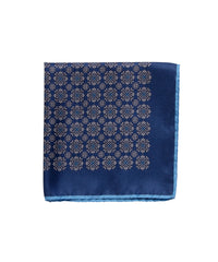 Wilkes & Riley Hand-Rolled Pocket Square - Navy Medallion