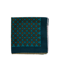 Wilkes & Riley Hand-Rolled Pocket Square - Teal Alternating Geometric