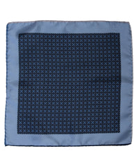 Wilkes & Riley Hand-Rolled Pocket Square - Blue All-Over Geometric