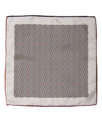 Wilkes & Riley Hand-Rolled Pocket Square - Tan All-Over Geometric
