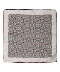 Wilkes & Riley Hand-Rolled Pocket Square - Tan All-Over Geometric