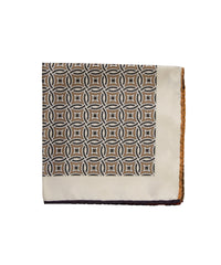 Wilkes & Riley Hand-Rolled Pocket Square - Tan All-Over Geometric