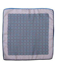 Wilkes & Riley Hand-Rolled Pocket Square - Teal All-Over Geometric