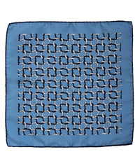 Wilkes & Riley Hand-Rolled Pocket Square - Light Blue Linked Geometric