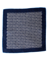 Wilkes & Riley Hand-Rolled Pocket Square - Navy Foulard