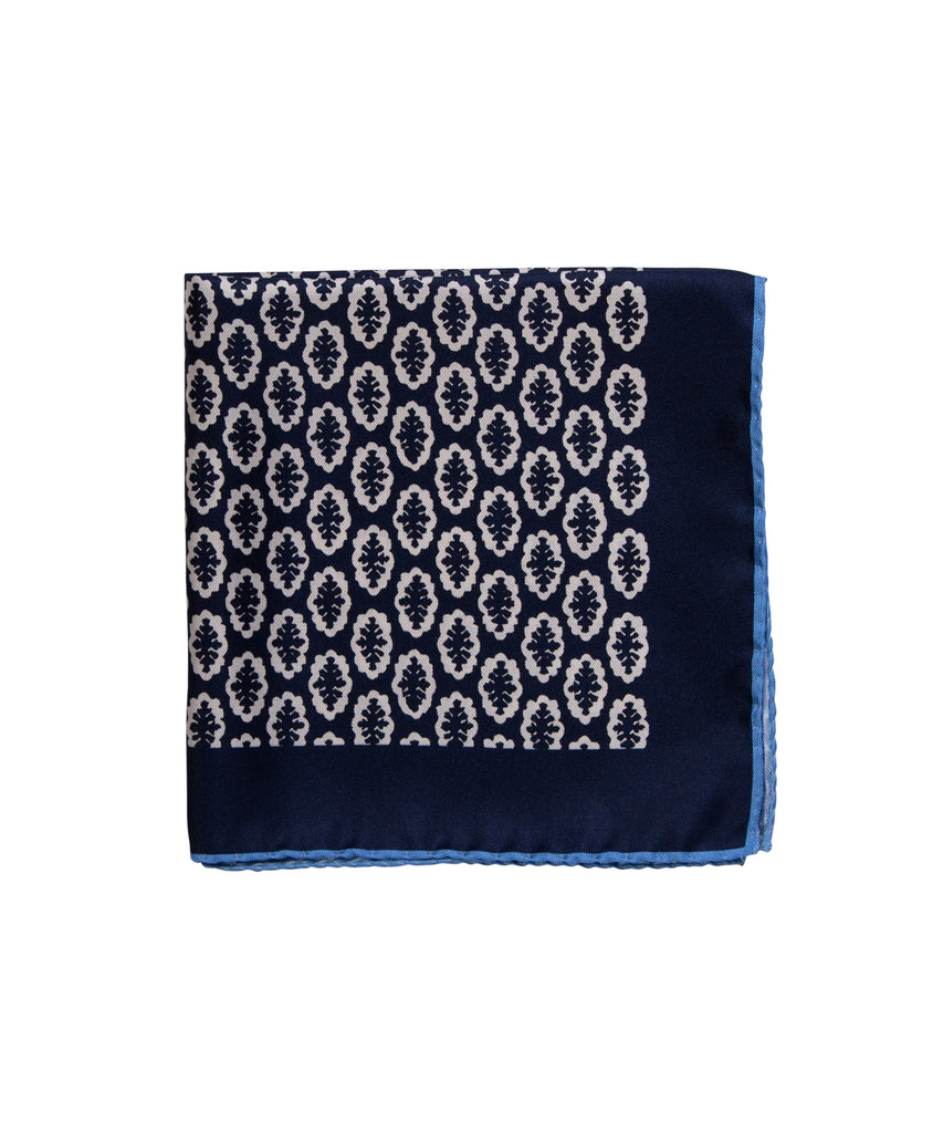 Wilkes & Riley Hand-Rolled Pocket Square - Navy Foulard