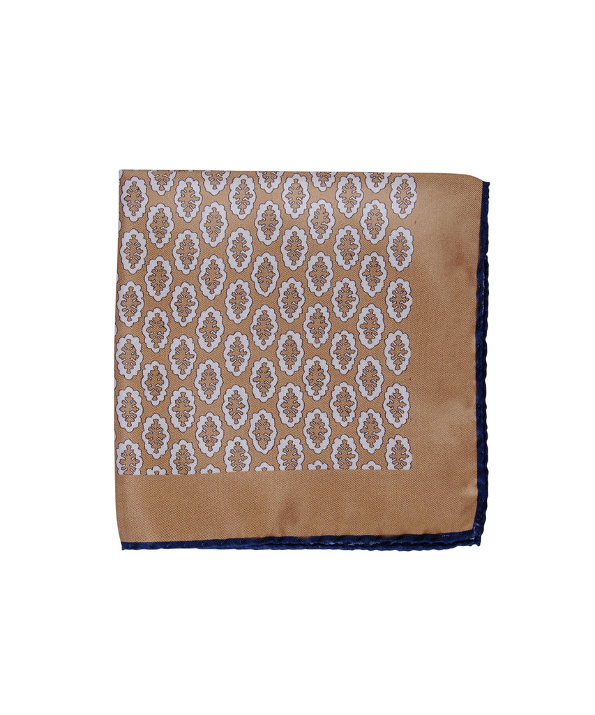 Wilkes & Riley Hand-Rolled Pocket Square - Gold Foulard