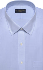 Wilkes & Riley Classic Fit Blue Mini Check Spread Collar Supima® Cotton Non-Iron Broadcloth Dress Shirt