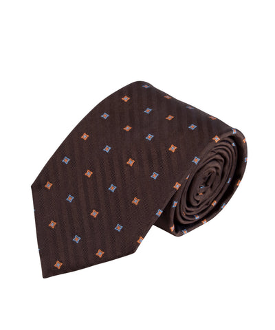 Brown Herringbone Neat Tie