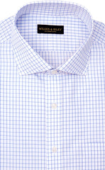 Wilkes and Riley Tailored Fit Blue Large Check English Spread Collar  Supima® Cotton Non-Iron Broadcloth Dress Shirt