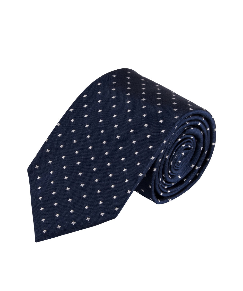 Navy Micro Squares Tie (Long)