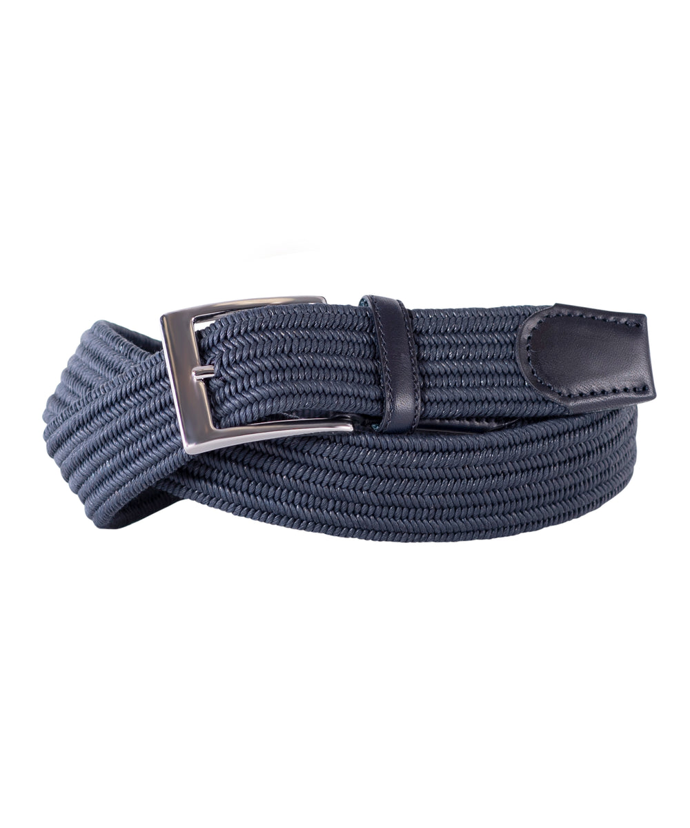 Navy Stretch with Tonal Navy Leather Trim Belt