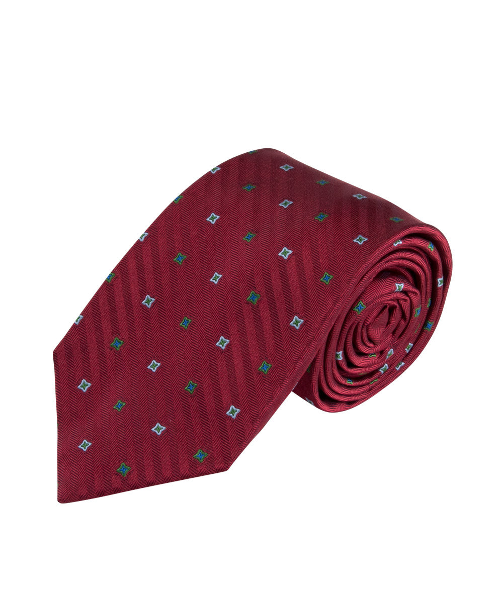 Wilkes & Riley Red Herringbone Neat Long Tie