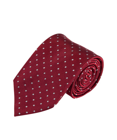 Red Micro Sqaures Tie (Long)