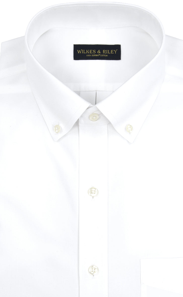 Slim Fit White Solid Button-Down Collar Non-Iron Men's Dress