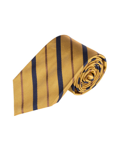 Yellow, Navy & Caramel Stripe