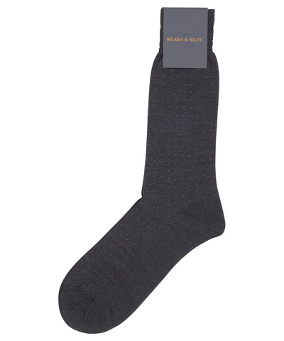 Charcoal Pin Dot Mid Calf Zegna Baruffa Merino Wool