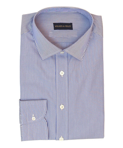 Tailored Fit Blue Bengal Stripe w/ Spread Collar Button Cuff