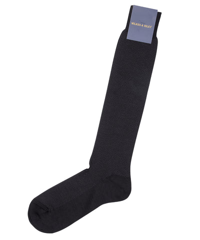 Black Birdseye Merino Wool - Over The Calf Sock