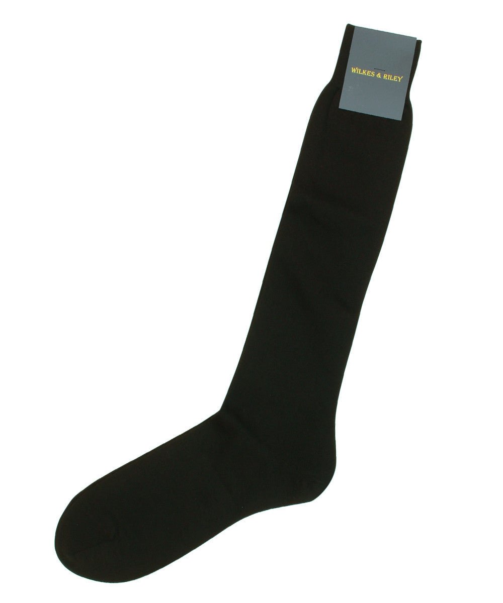 Black Flat Knit Zegna Baruffa Merino Wool - Over the Calf - Wilkes & Riley, LLC