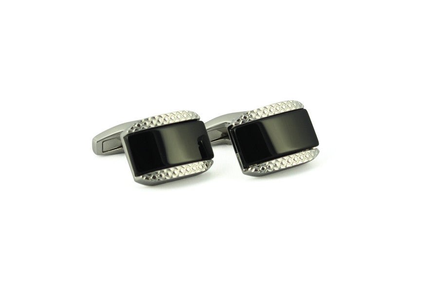 Black Onyx Rectangle Cufflinks - Wilkes & Riley, LLC
