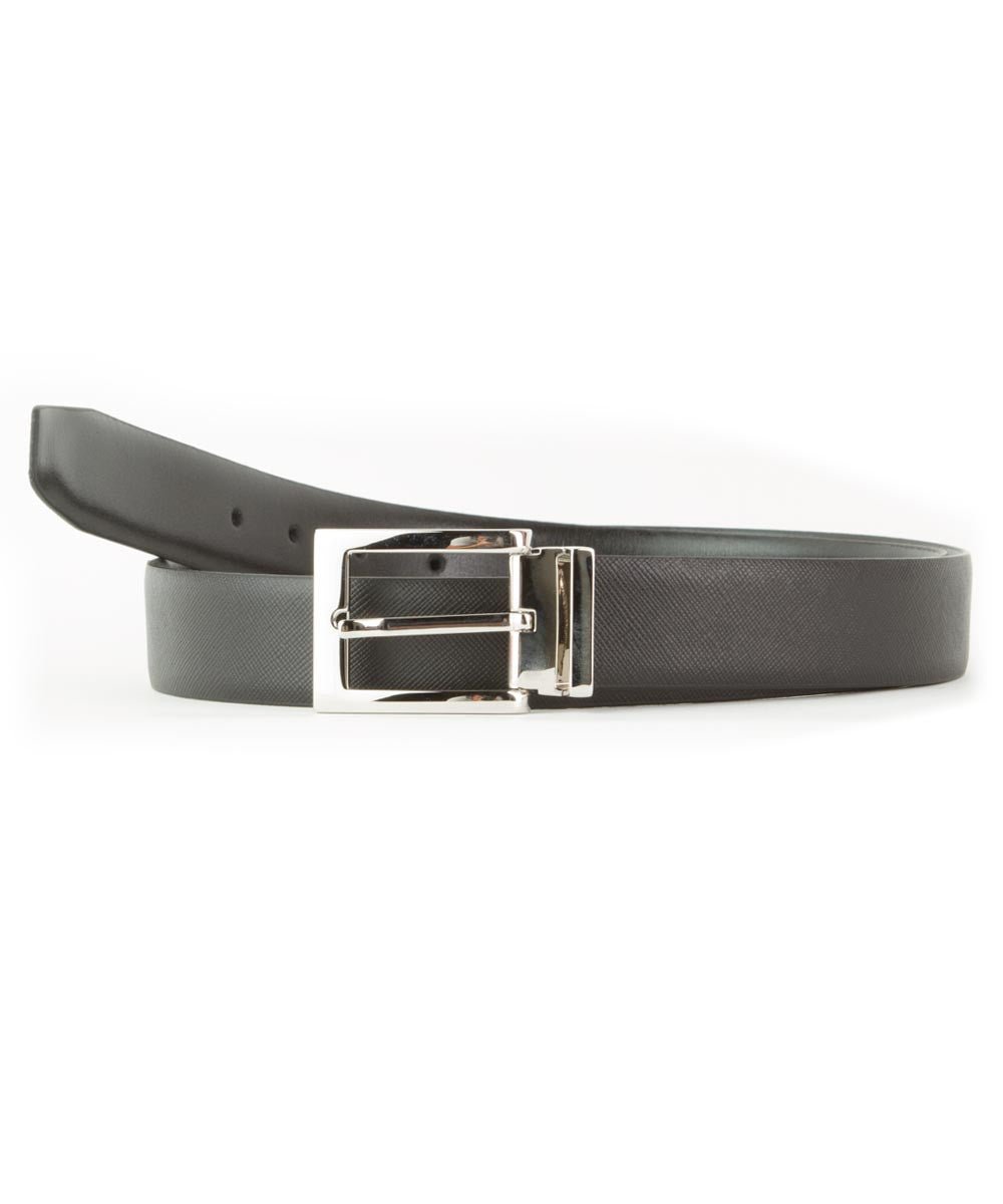 Black Saffiano Reversible Calfskin Belt - Wilkes & Riley, LLC