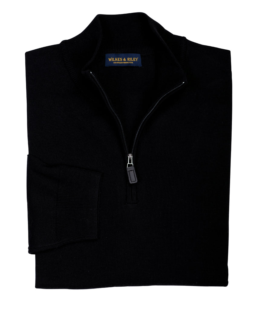 Ultra-fine Zegna Baruffa Half-Zip Merino Wool Sweater - Black