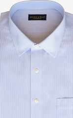 Tailored Fit Light Blue End On End Stripe Spread Collar  Supima® Cotton Non-Iron Dress Shirt