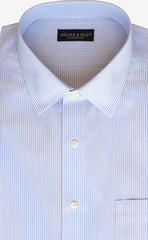 Classic Fit Light Blue End On End Stripe Spread Collar Supima® Cotton Non-Iron broadcloth Dress Shirt