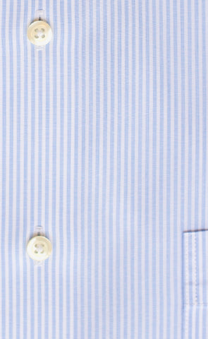 Tailored Fit Light Blue End On End Stripe Spread Collar  Supima® Cotton Non-Iron Dress Shirt